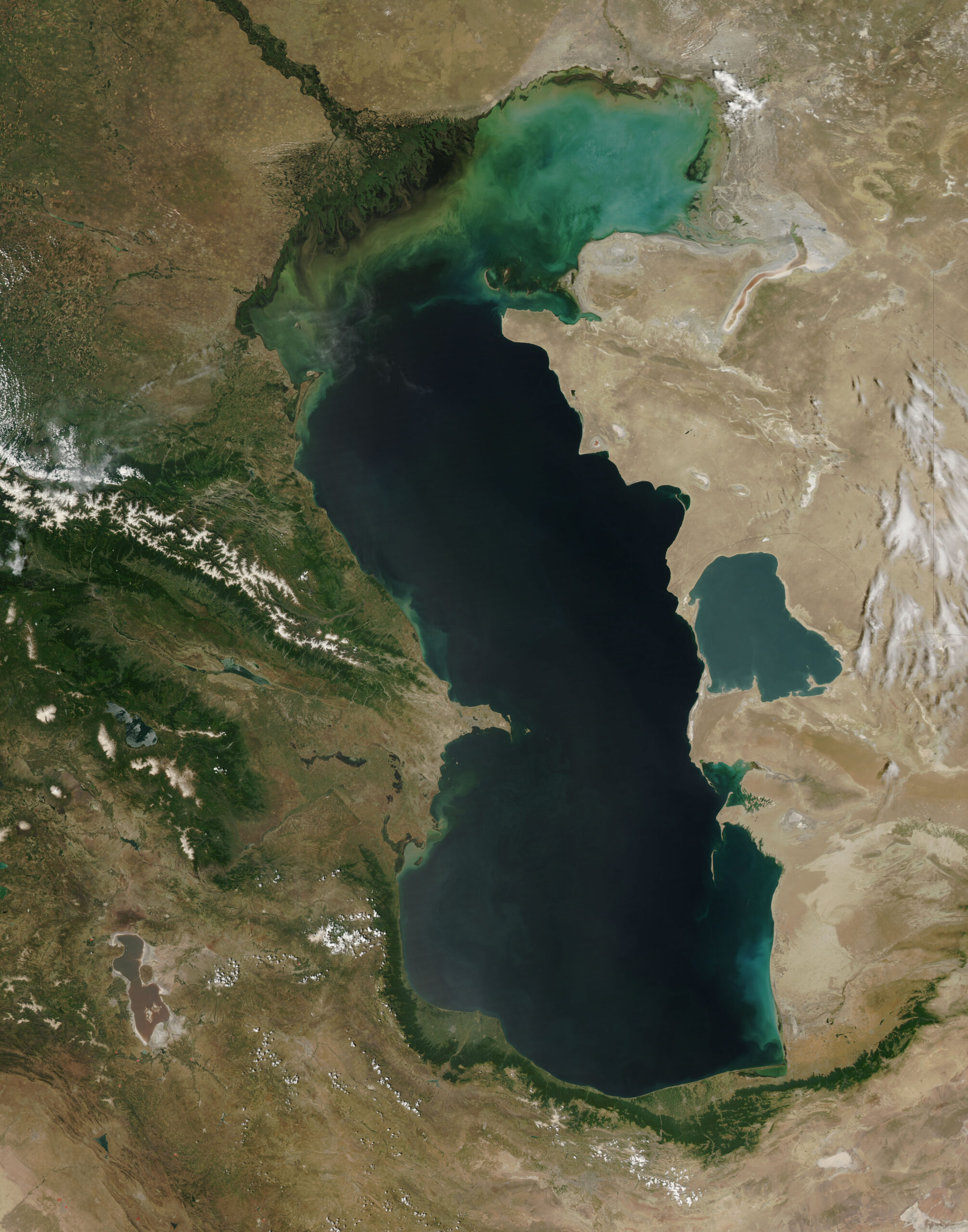 Vue satellite de la mer Caspienne